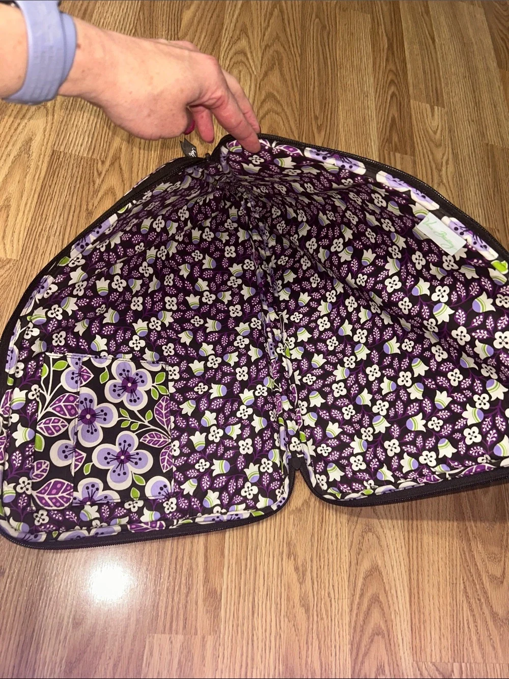 EUC Vera Bradley Purple Floral Quilted Electronics Sleeve with Green Accents